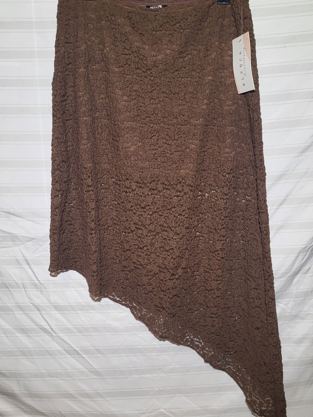 Blenca Young Contemporary Asymmetrical Brown Lace Midi Skirt